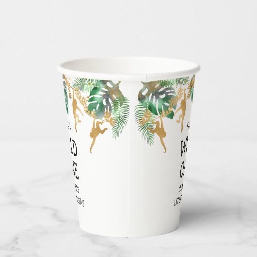 Wild One Safari 1ste verjaardag Green Gold White Papieren Bekers (Rechts)