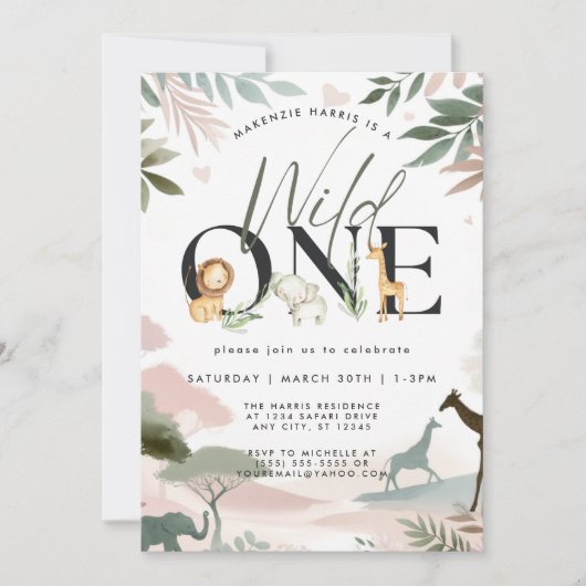 Wild One Safari 1ste verjaardag Kaart (Voorkant)