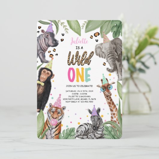 Wild One Safari 1ste verjaardag Kaart (Staand voorkant)