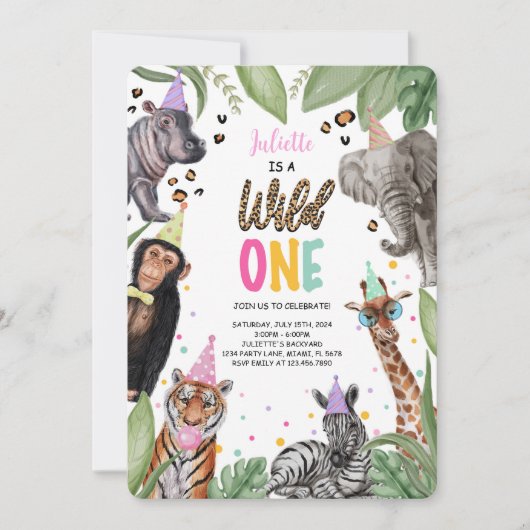 Wild One Safari 1ste verjaardag Kaart (Voorkant)