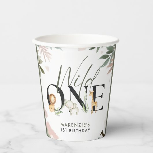 Wild One Safari 1ste verjaardag Papieren Bekers (Voorkant)