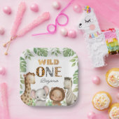 Wild One Safari 1ste verjaardag Papieren Bordje (Feest)