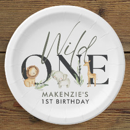 Wild One Safari 1ste verjaardag Papieren Bordje