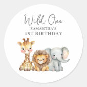 Wild One Safari 1ste verjaardag Ronde Sticker (Voorkant)