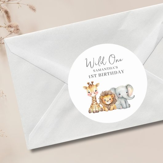 Wild One Safari 1ste verjaardag Ronde Sticker