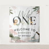 Wild One Safari 1ste verjaardag Wandkleed (Voorkant)