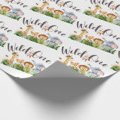 Wild One Safari Animal 1st Birthday Cadeaupapier (Hoek)