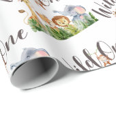 Wild One Safari Animal 1st Birthday Cadeaupapier (Rol Hoek)