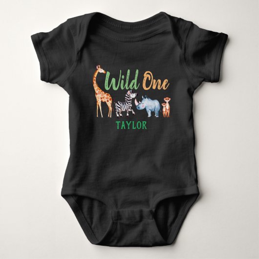 Wild One Safari Animal 1st Birthday - gepersonalis Romper (Voorkant)