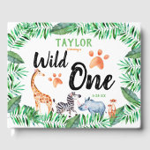 Wild One Safari Animal 1st Birthday Party Gastenboek (Voorkant)