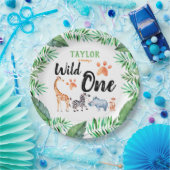 Wild One Safari Animal 1st Birthday Party Papieren Bordje (Feest)