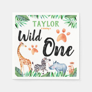 Wild One Safari Animal 1st Birthday Party Servet