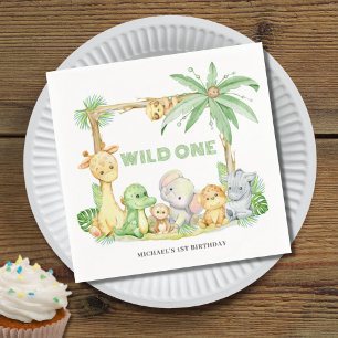 Wild One Safari Animal 1st Birthday Servet