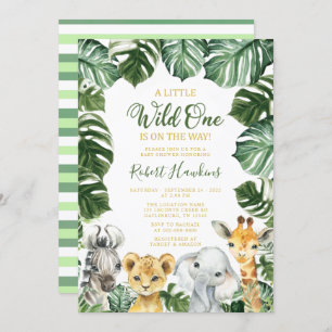Wild One Safari Animal Baby shower Invitation Kaart