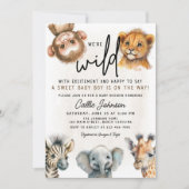 Wild One Safari Animal Baby shower Invitation Kaart (Voorkant)