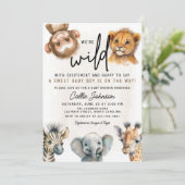 Wild One Safari Animal Baby shower Invitation Kaart (Staand voorkant)