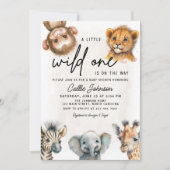 Wild One Safari Animal Baby shower Invitation Kaart (Voorkant)