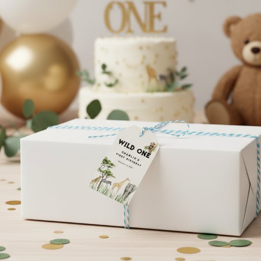 Wild One Safari Animal Birthday Cadeaulabel
