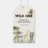 Wild One Safari Animal Birthday Cadeaulabel (Voorkant)