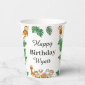Wild One Safari Animal Birthday Cup Papieren Bekers (Achterkant)