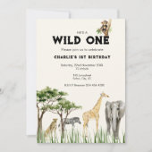 Wild One Safari Animal Birthday Invitation Kaart (Voorkant)