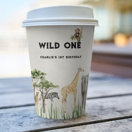 Wild One Safari Animal Birthday Party Papieren Bekers