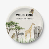 Wild One Safari Animal Birthday Party Papieren Bordje (Voorkant)