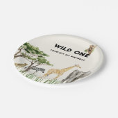 Wild One Safari Animal Birthday Party Papieren Bordje (Gekanteld)