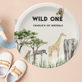 Wild One Safari Animal Birthday Party Papieren Bordje