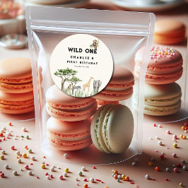 Wild One Safari Animal Birthday Ronde Sticker