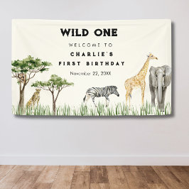Wild One Safari Animal Birthday Welcome Spandoek