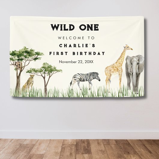 Wild One Safari Animal Birthday Welcome Spandoek