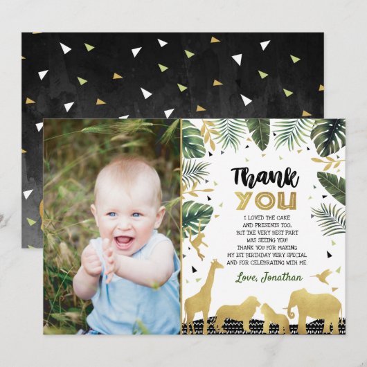 Wild One Safari Animal Dank u wel briefkaart (Voorkant / Achterkant)