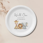 Wild One Safari Animal eerste verjaardag Papieren Bordje