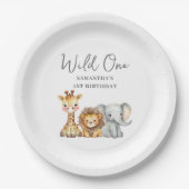 Wild One Safari Animal eerste verjaardag Papieren Bordje (Voorkant)