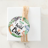 Wild One Safari Animal Kinder 1e verjaardag Bedankjes Labels (In situ)