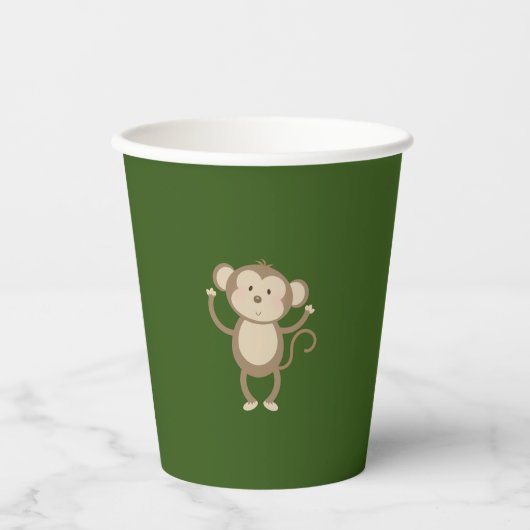 Wild One Safari Animal Monkey Baby shower Papieren Bekers (Voorkant)