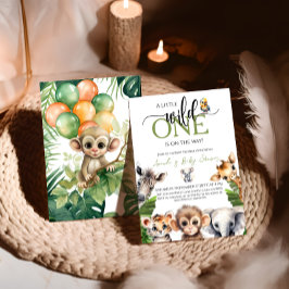 Wild One Safari Animal Oerwoud Baby shower Kaart