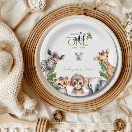 Wild One Safari Animal Oerwoud Baby shower Papieren Bordje