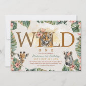 Wild One Safari Animal Tiger Baby Boy 1e verjaarda Kaart (Voorkant)