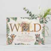 Wild One Safari Animal Tiger Baby Boy 1e verjaarda Kaart (Staand voorkant)