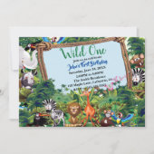 Wild One Safari Animal Verjaardagsfeestje Kaart (Voorkant)