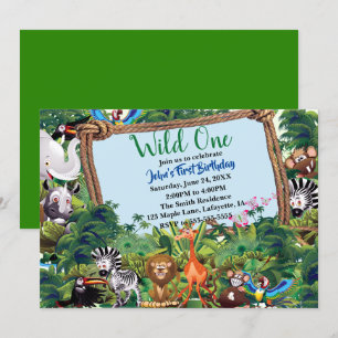 Wild One Safari Animal Verjaardagsfeestje Kaart