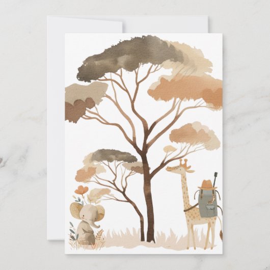 Wild One Safari Animals 1e verjaardag Kaart (Achterkant)