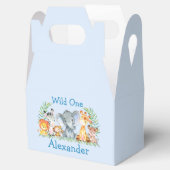 Wild One Safari Animals 1st Birthday Blue Bedankdoosjes (Geopend)