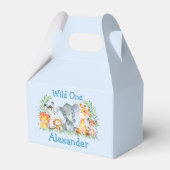 Wild One Safari Animals 1st Birthday Blue Bedankdoosjes (Voorkant Zijde)