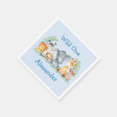 Wild One Safari Animals 1st Birthday Blue Servet (Hoek)