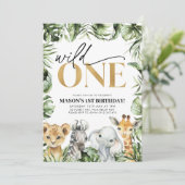 Wild One Safari Animals 1st Birthday Boys Kaart (Staand voorkant)