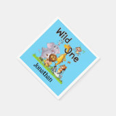 Wild One Safari Animals 1st Birthday cartoon Invit Servet (Hoek)