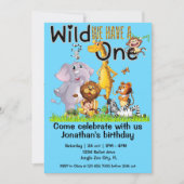 Wild One Safari Animals 1st Birthday cartoon Kaart (Voorkant)